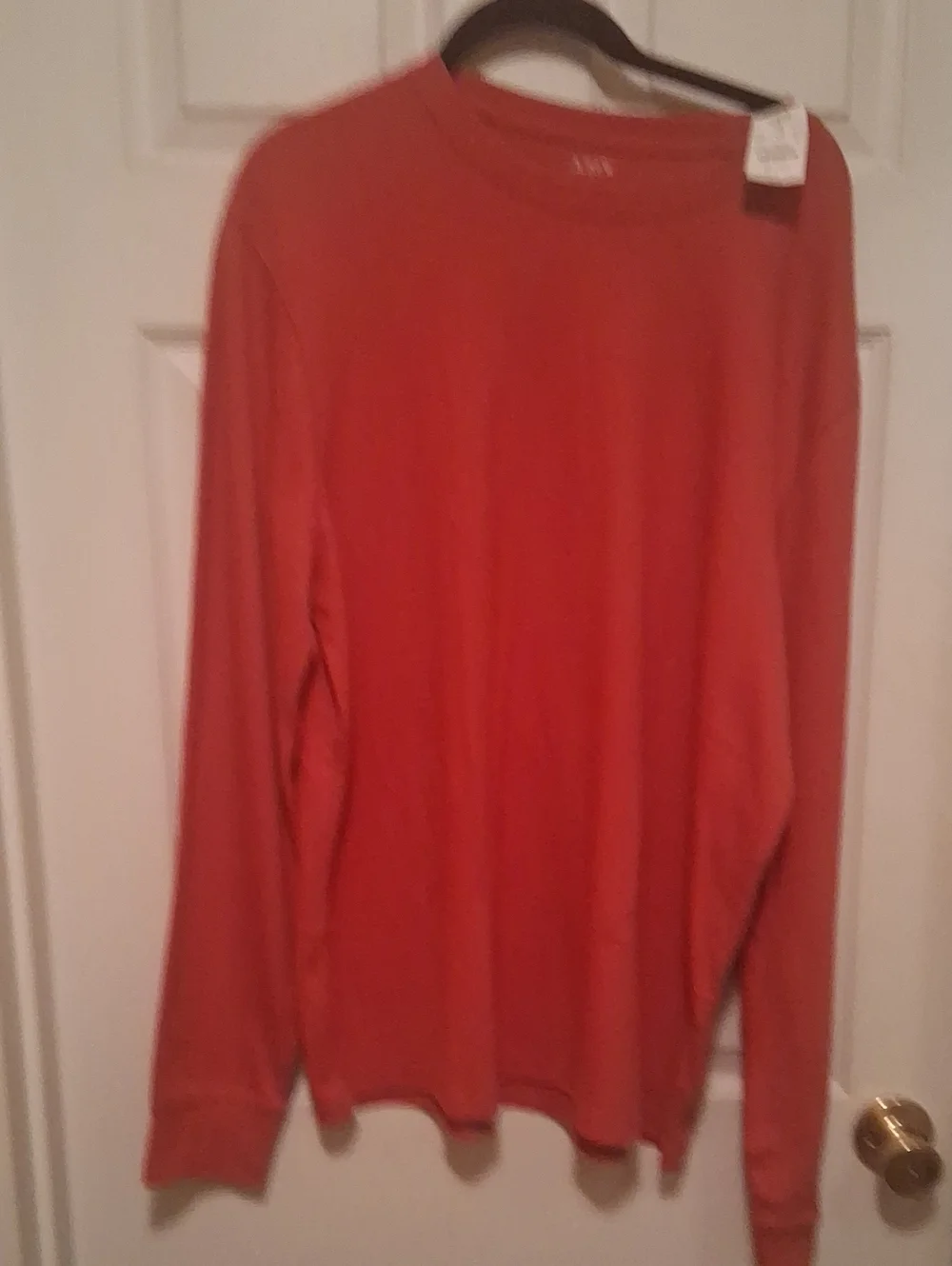 Men’s Crewneck LS Textured Shirt — Orange Xl